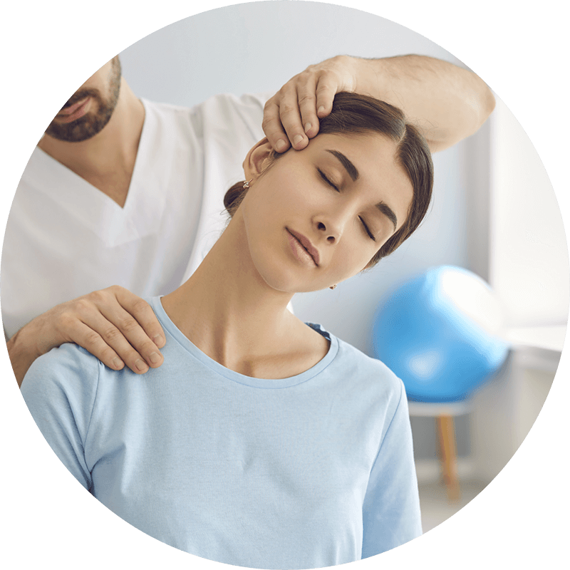 Woman getting neck adjusted