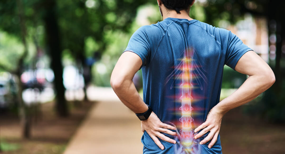 Male athlete with back pain