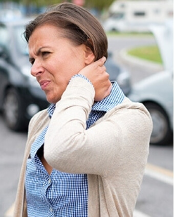 Woman in pain after car crash