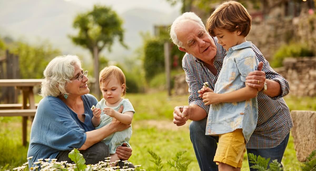 Grandparents playing with grandkids