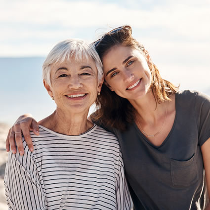 mother and daughter outside