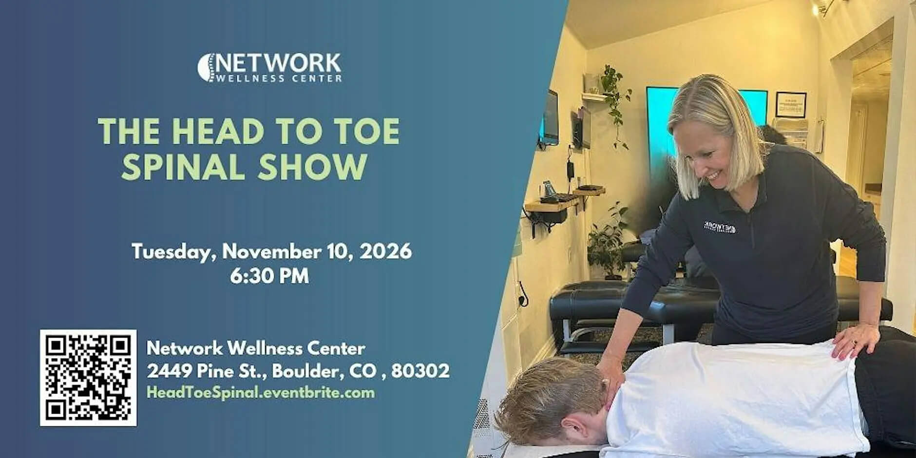 the head to toe spinal show event flyer