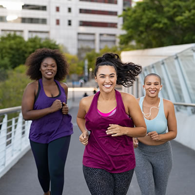 Group of women running