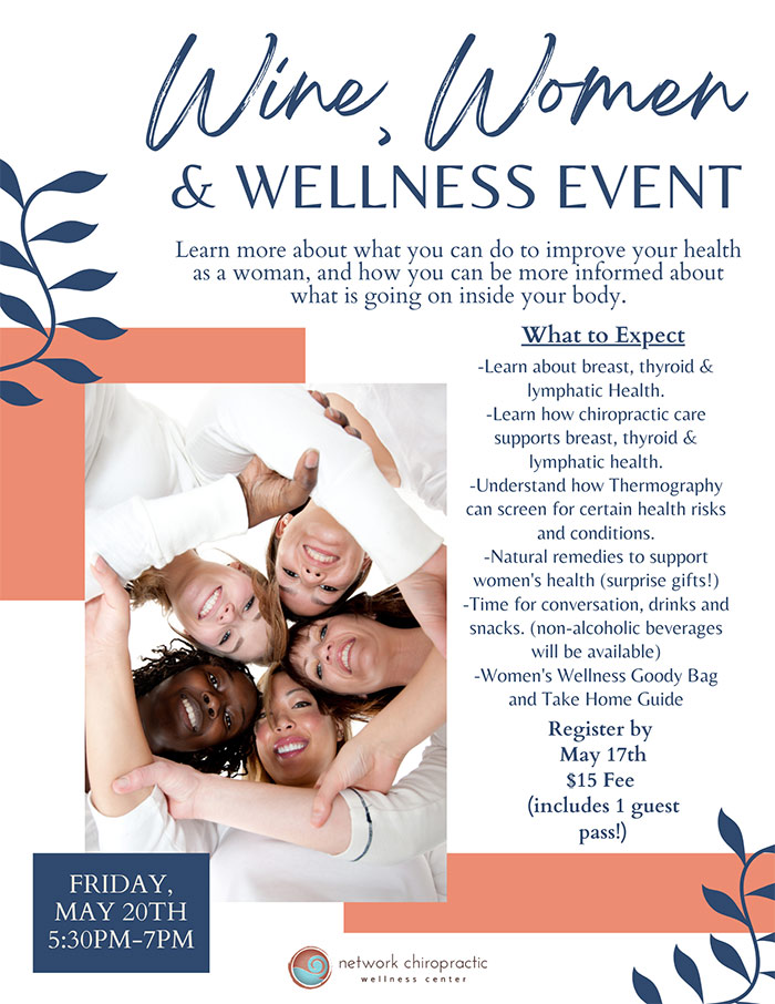 Wine Women and Wellness  event flyer