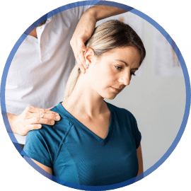 Female patient receiving a chiropractic neck adjustment