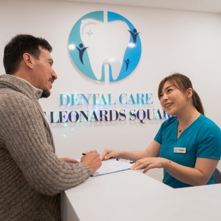 staff talking with patient