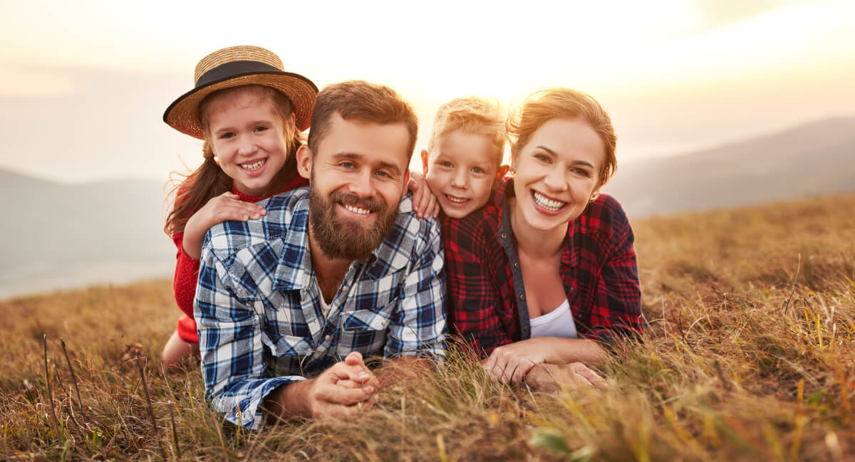 Mom, dad, and two kids 