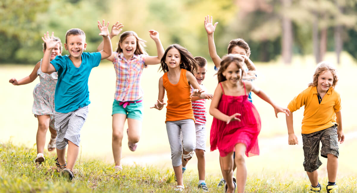 Young kids running around and having fun