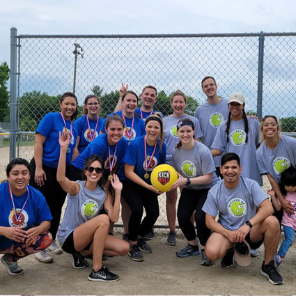 Team dressed up for the Friday Kickball Game