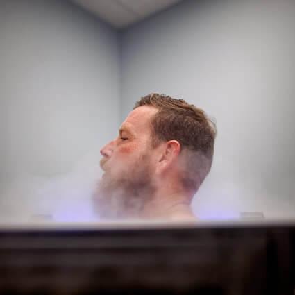 Man in cryotherapy treatment