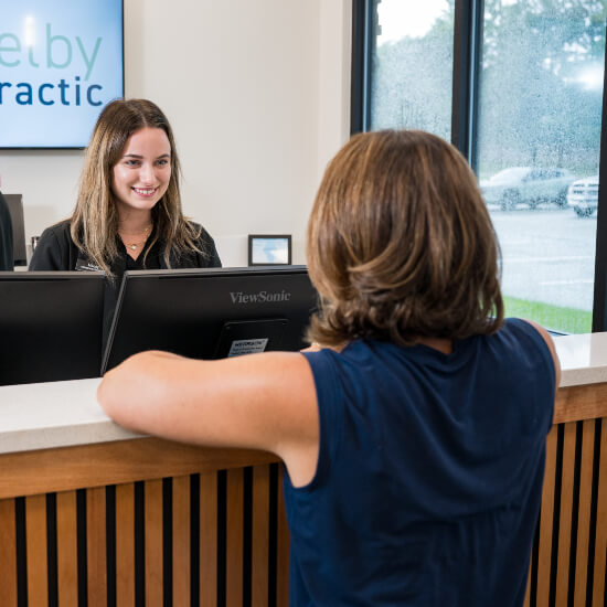 Champaign patient checking in at Melby Chiropractic