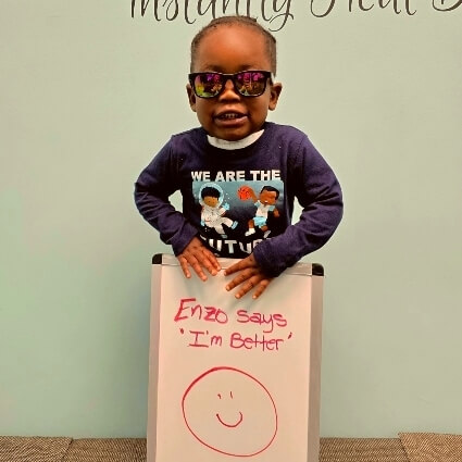 patient with white board