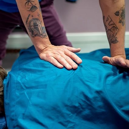 Patient getting back massage