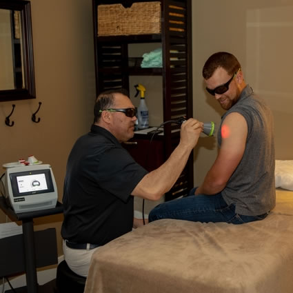 Patient getting laser therapy treatment