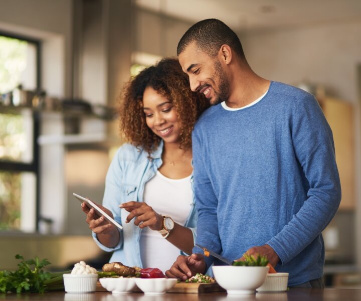 Couple checking phone