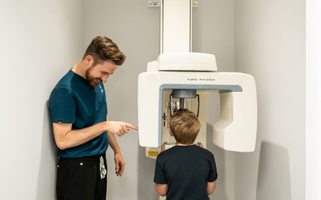 kid getting dental x-ray