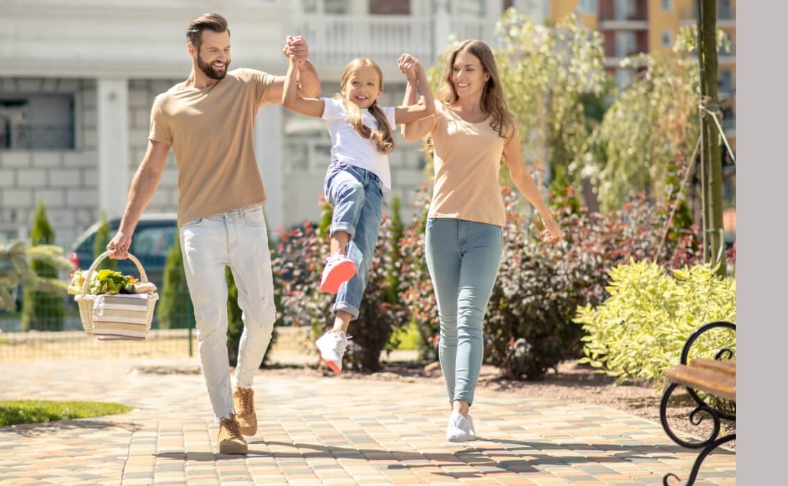 happy family of three