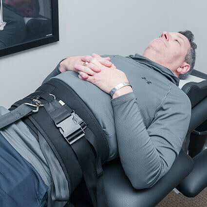 Man on decompression table