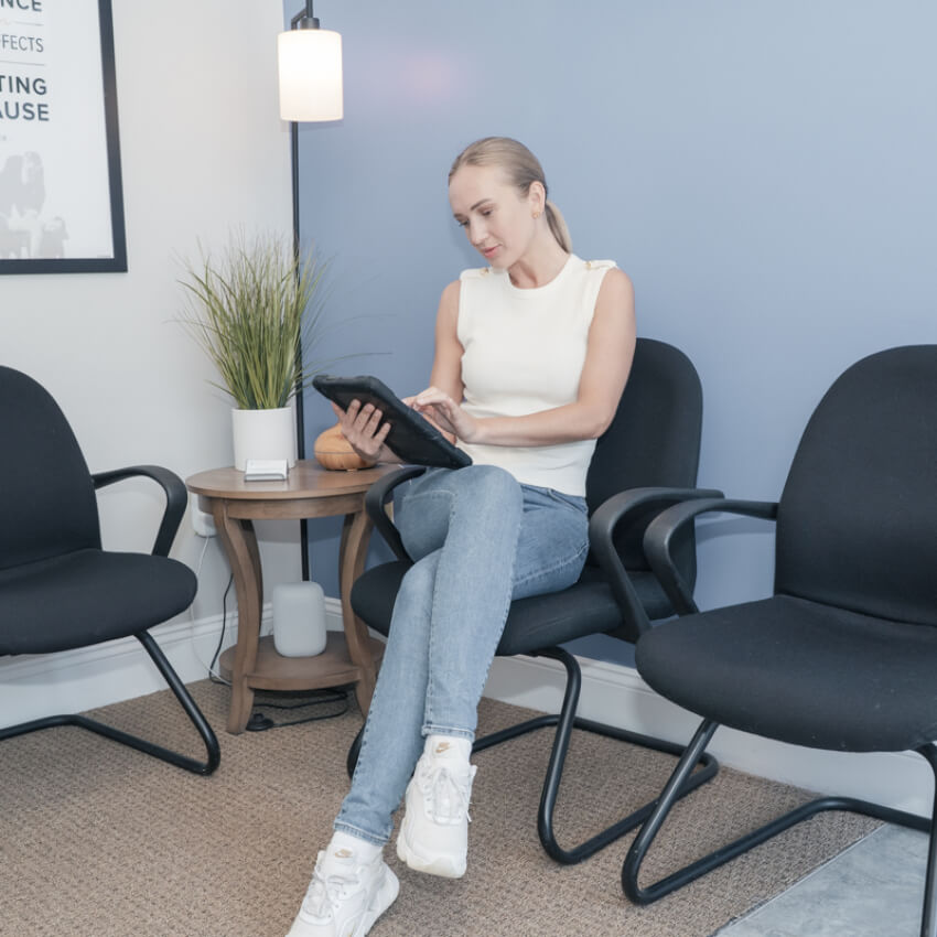patient sitting in our waiting area
