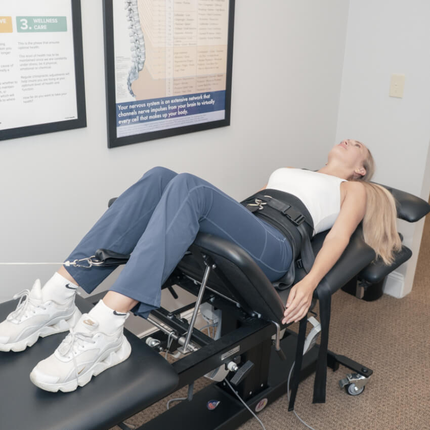 Ritchie Chiropractic & Wellness patient on our decompression machine