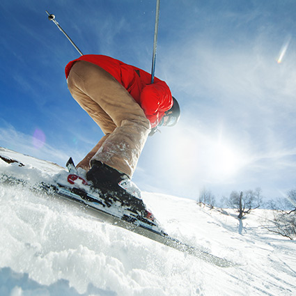 person skiing during winter