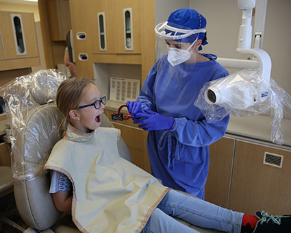 Girl getting x-ray