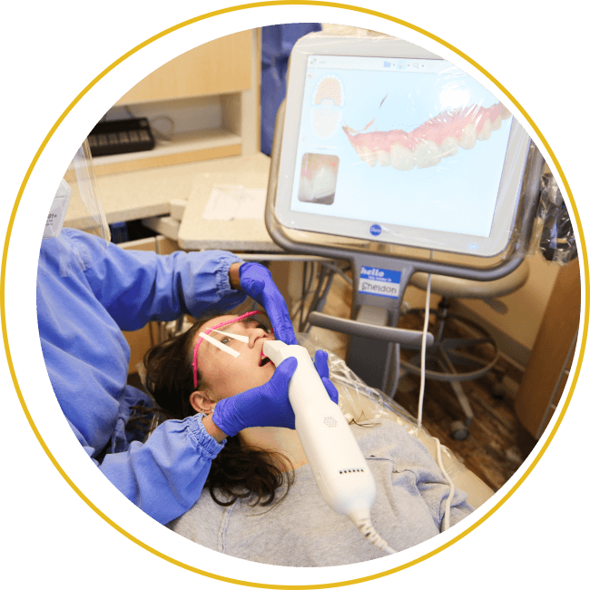 Patient getting dental checkup
