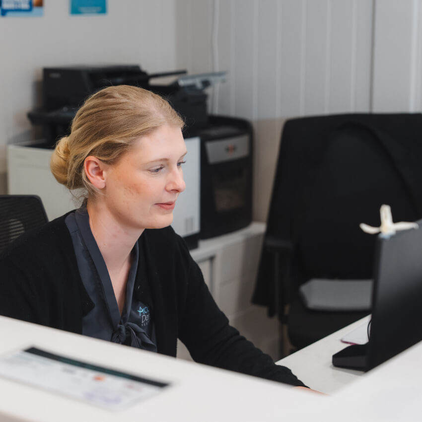 Woman at front desk