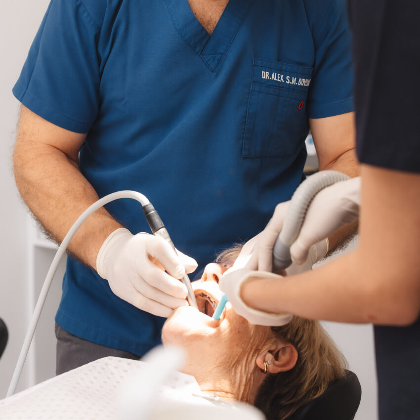 cleaning teeth
