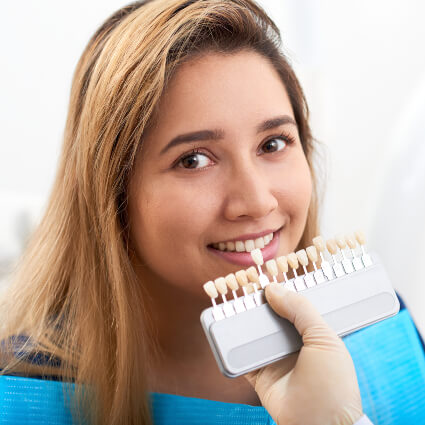 Female patient dental veneers