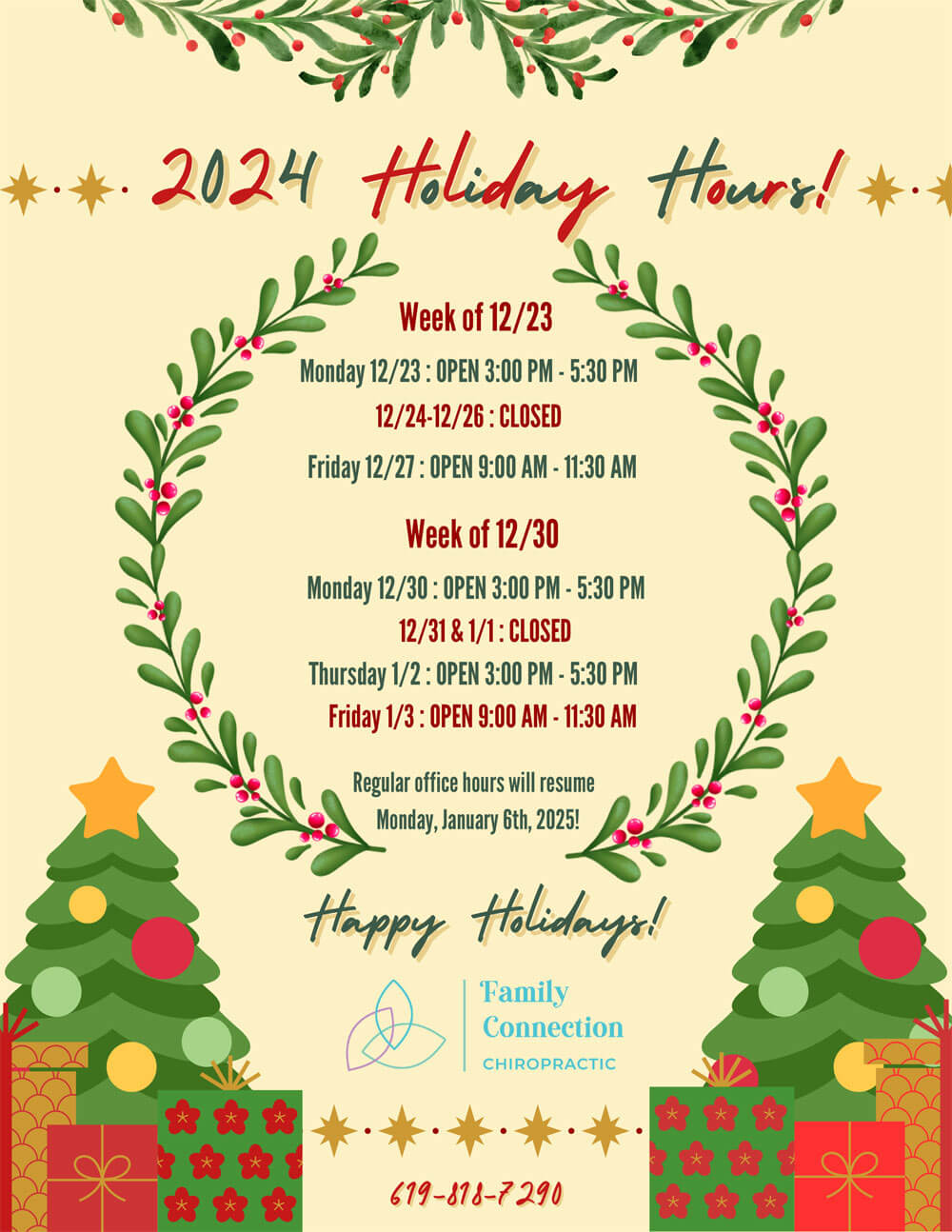 Holiday hours