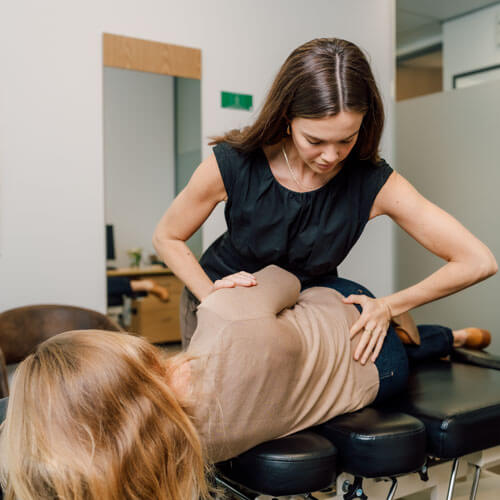 Patient getting an adjustment