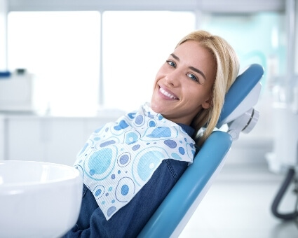 Female patient in dental chair