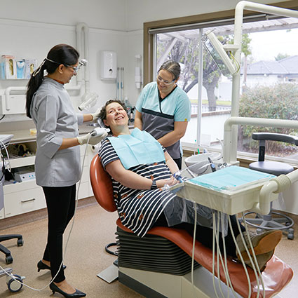 Woman in dental chair