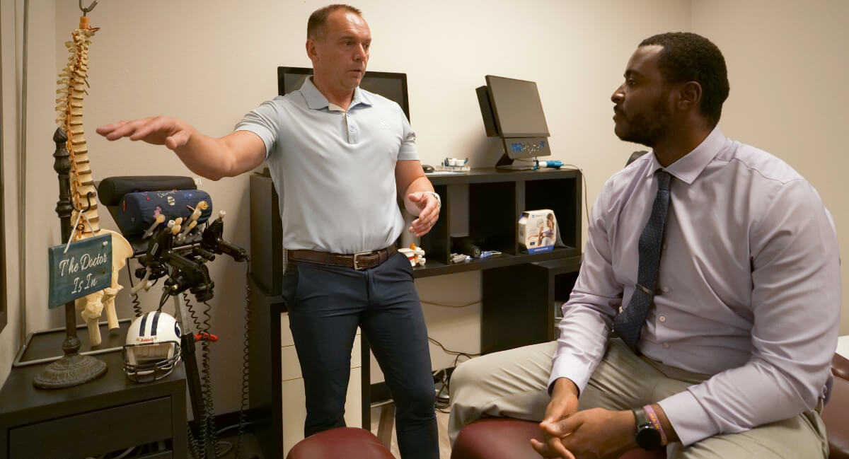 Mesa patient in chiropractic consultation