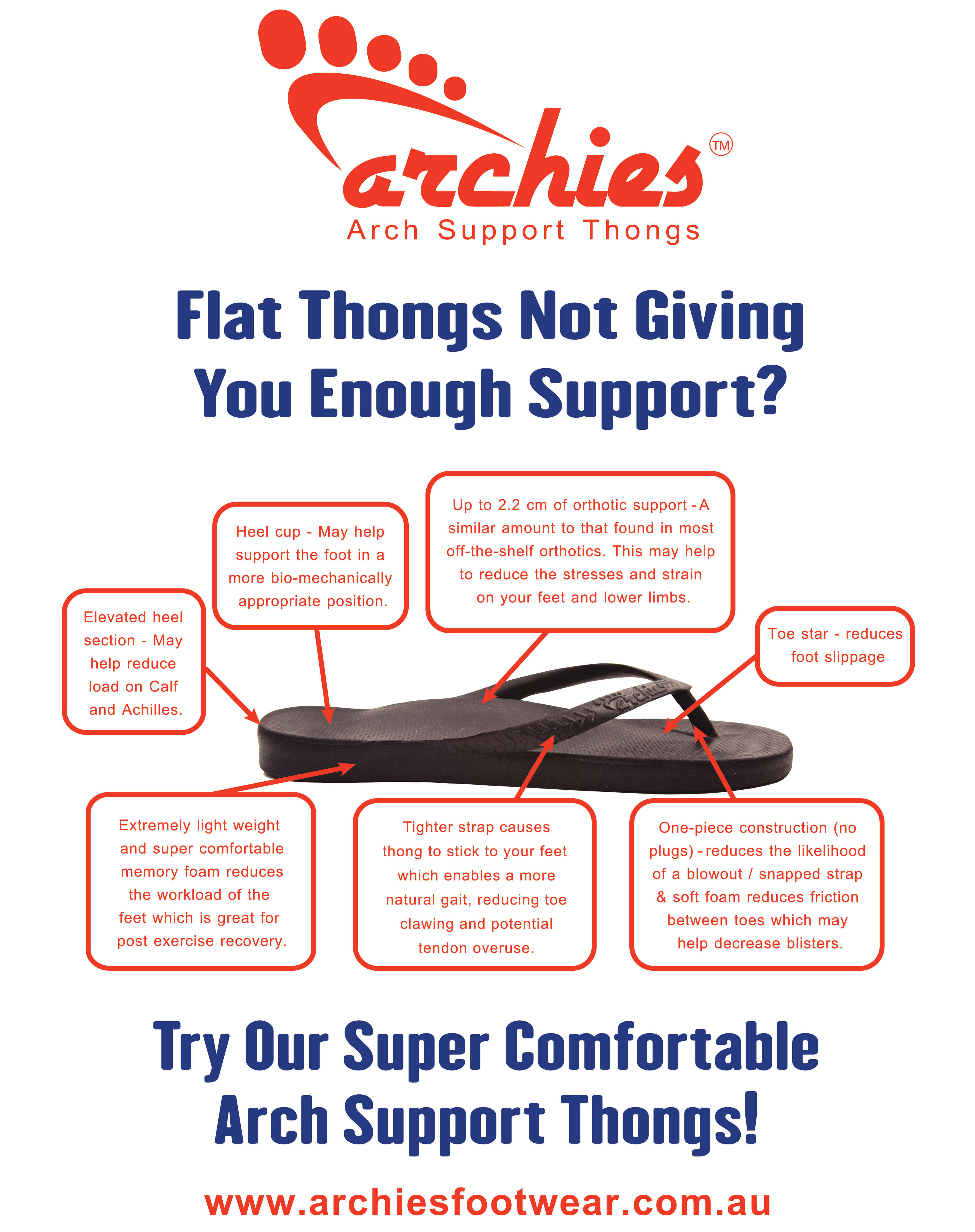 Archies Arch Support Thongs | Comprehensive Chiropractic