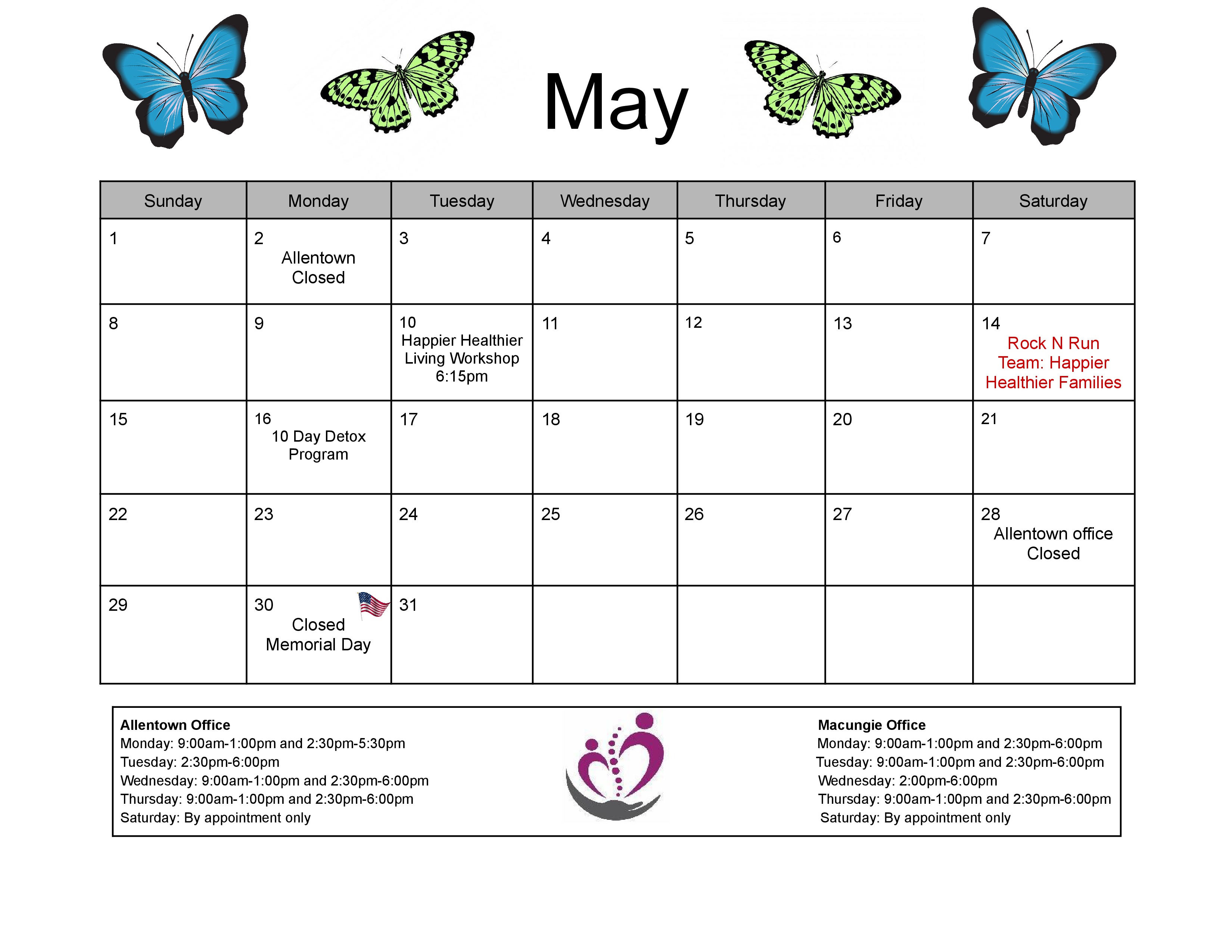 Event calendar May 2022