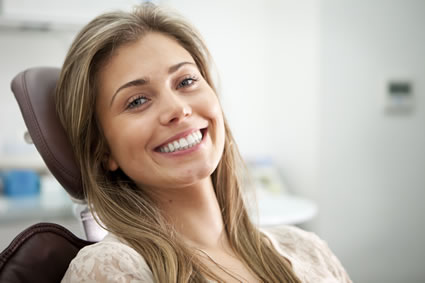 Woman wearing smile at dentist
