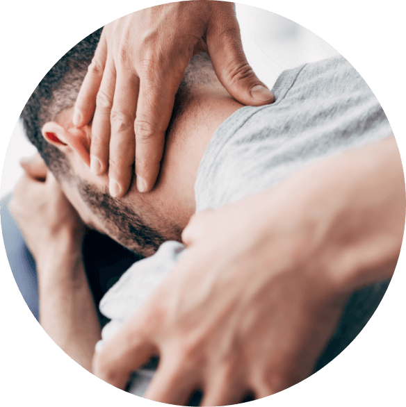person having neck examined