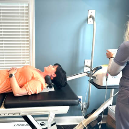 Patient receiving spinal decompression