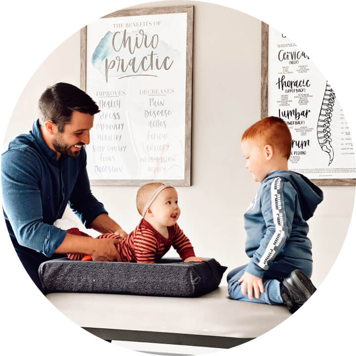 Adjusting baby on table