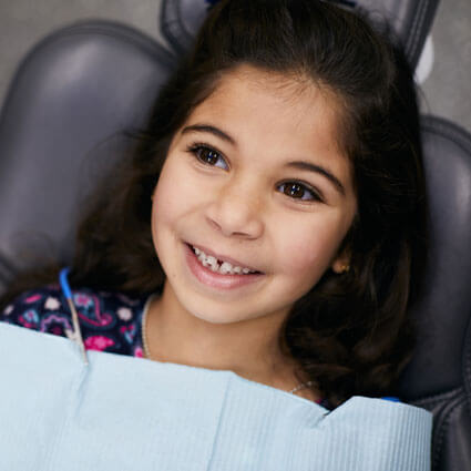 Little girl in dental chair