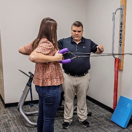 Gahanna chiropractor Dr Lorenz working with patient