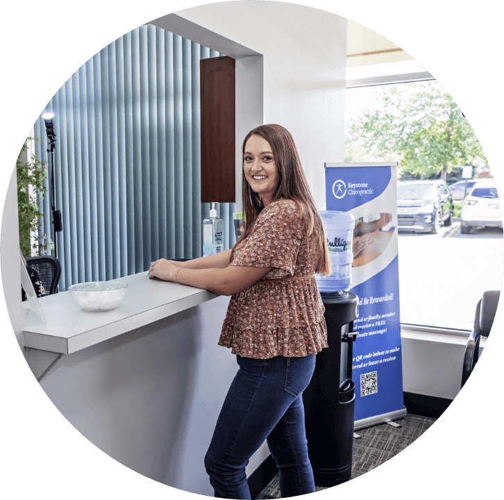 Keystone Chiropractic patient at reception area