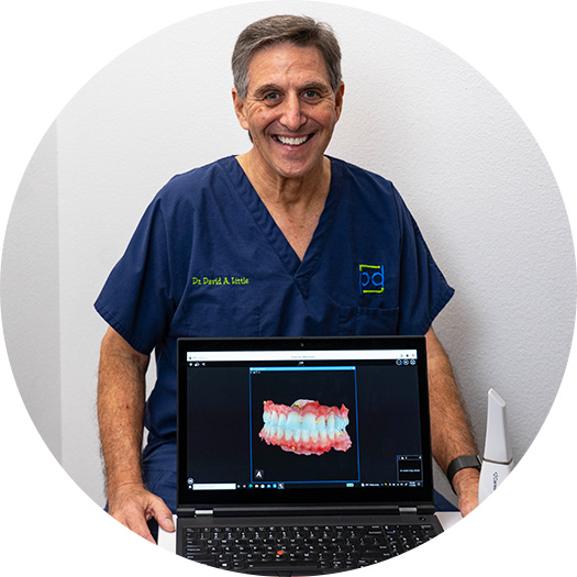 Doctor showing picture of teeth