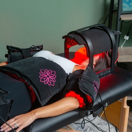 patient during red light therapy treatment