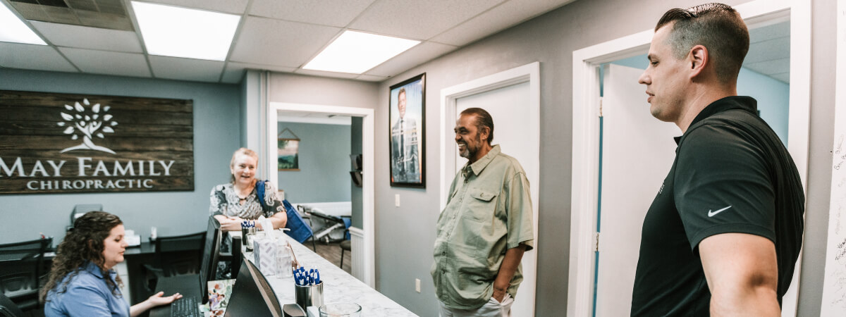 Morristown patients checking in at reception