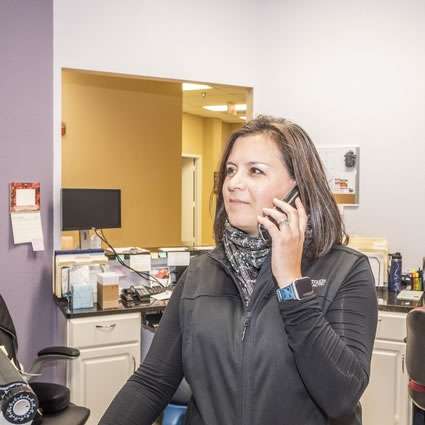 Receptionist on phone