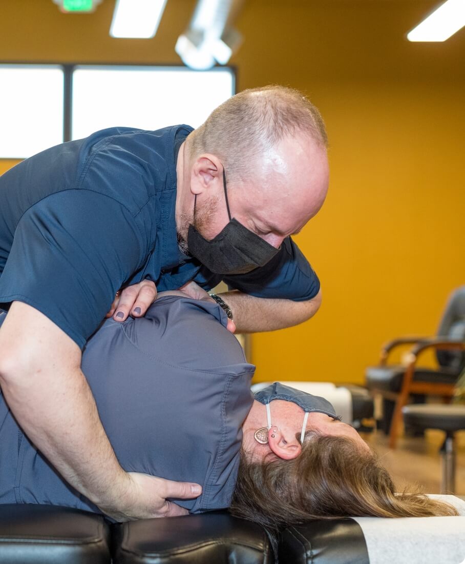 chiropractor pointing at xray