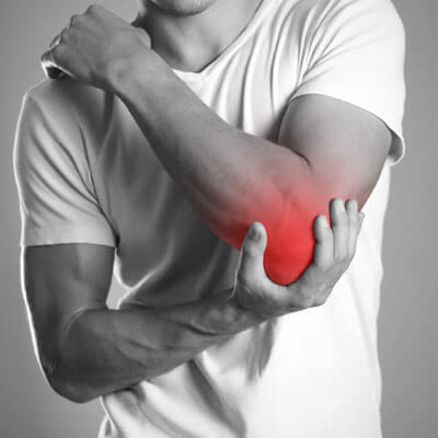 glowing red elbow pain